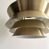 Brass & Lacquered White Aluminium Pendant Lamp by Carl Thore, design 1970