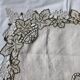 Antique linen tablecloth embroidery Richelieu scalloped linen centerpiece 128 cm