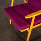 Boomerang armchair in mauve fabric