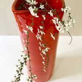 Large red glazed ceramic vase