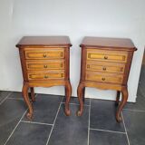 Paire de tables de chevet style Louis XV en merisier