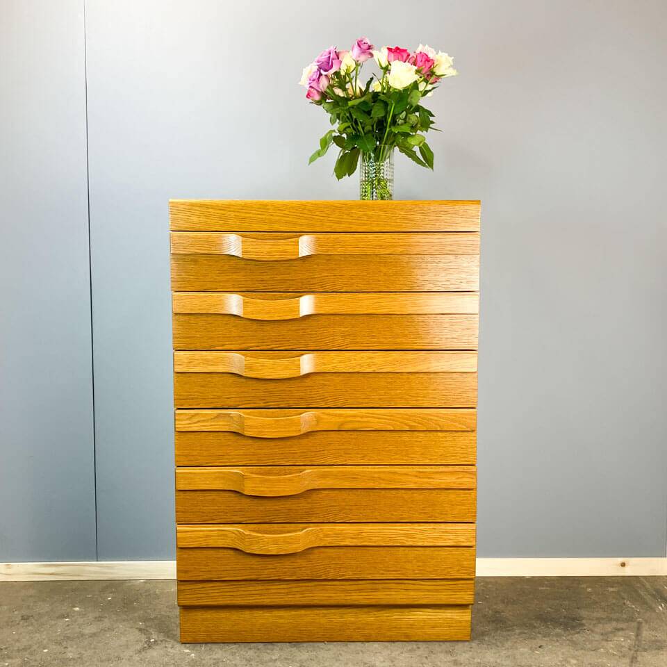 Vintage chest of drawers, oak, 70s