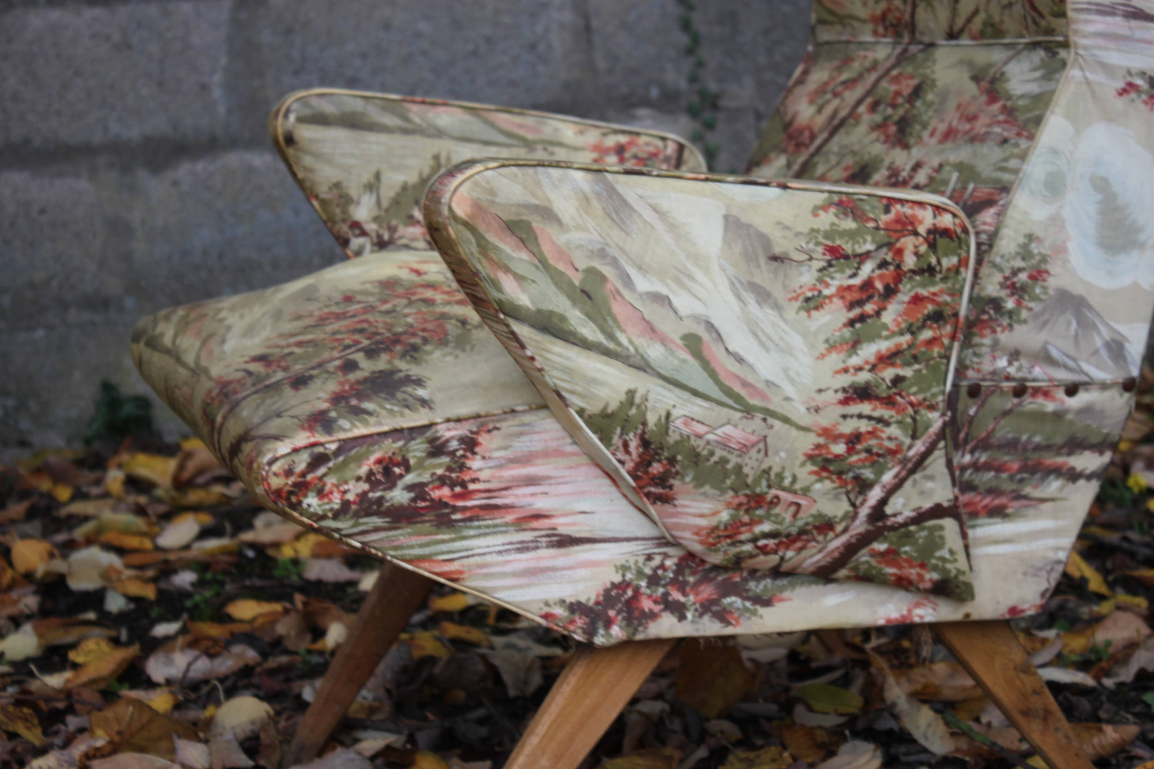 Pair of Italian club armchair from the 50s Nino Zoncada