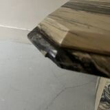 Octagonal coffee table in Italian beige/green veined marble, design 1970