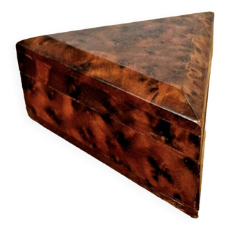 Old triangular shaped elm burl box