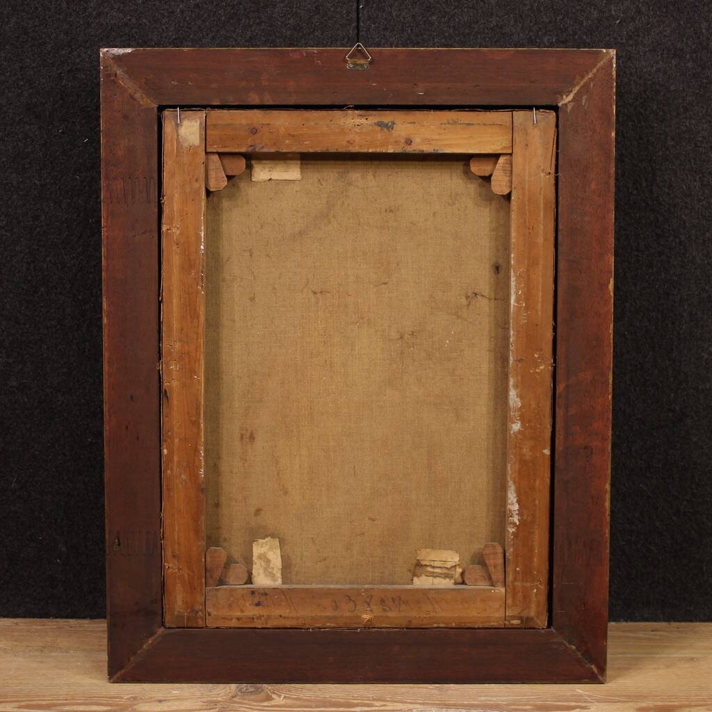 Peinture de portrait féminin impressionniste italien du 19e siècle