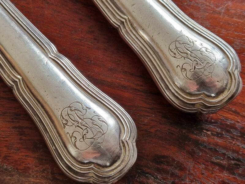 Service carving set with hollow silver handle - Spatours model