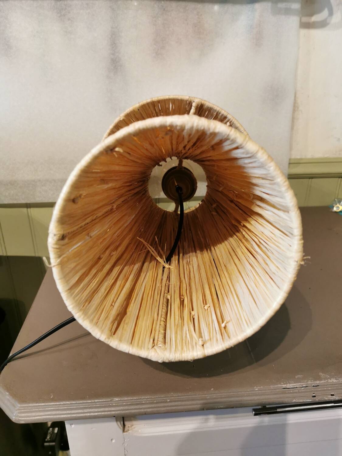 Large raffia lamp