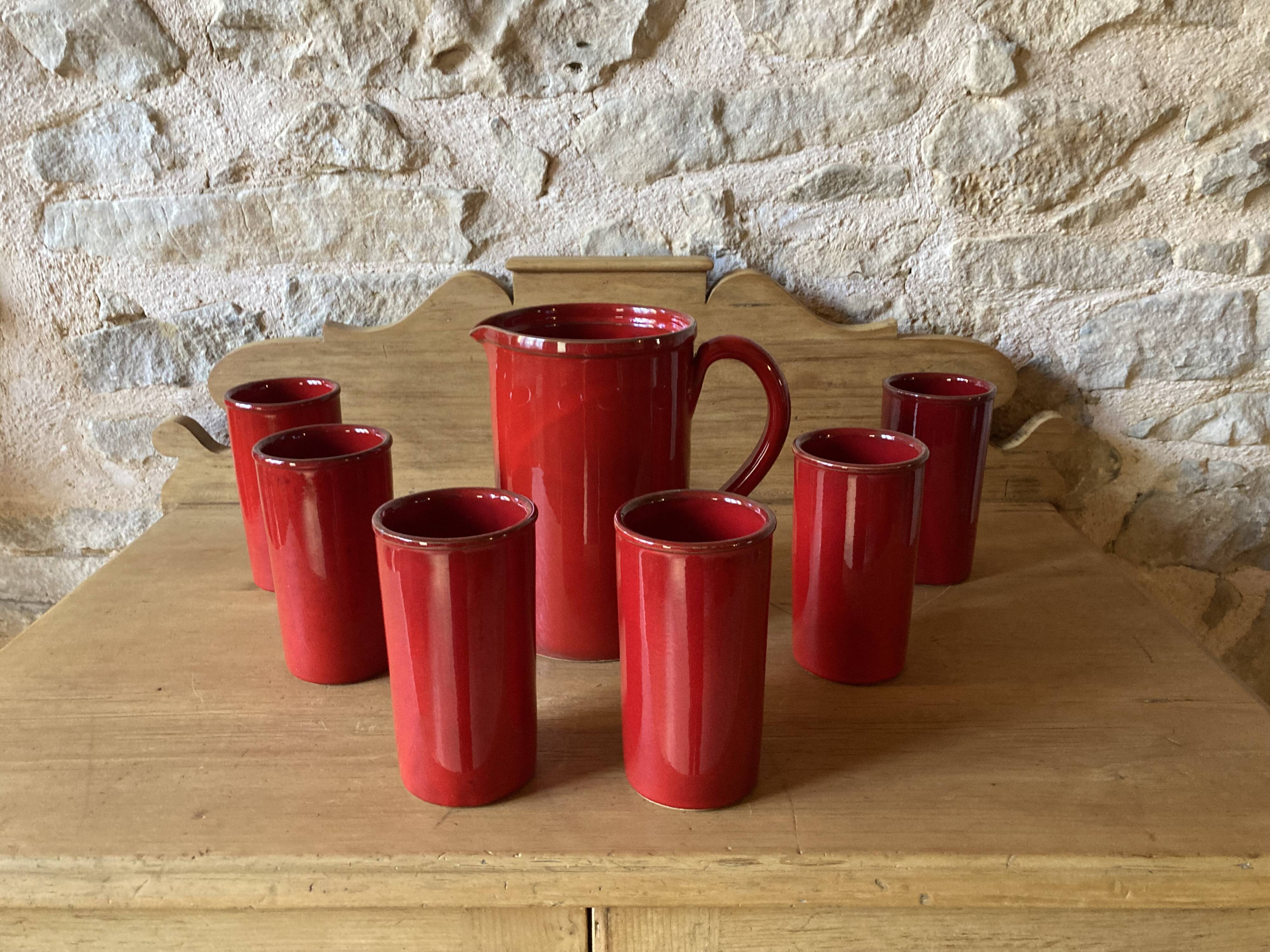 Enameled stoneware orangeade service