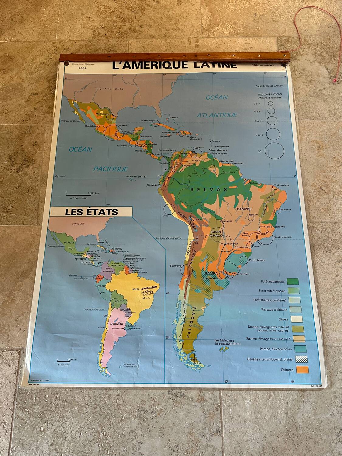 Vintage school map - Latin America - Éditions MDI