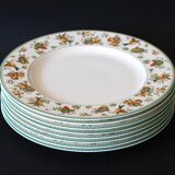 Series of 8 flat plates for dinner. Heinrich Villeroy & Boch. Golden Birds