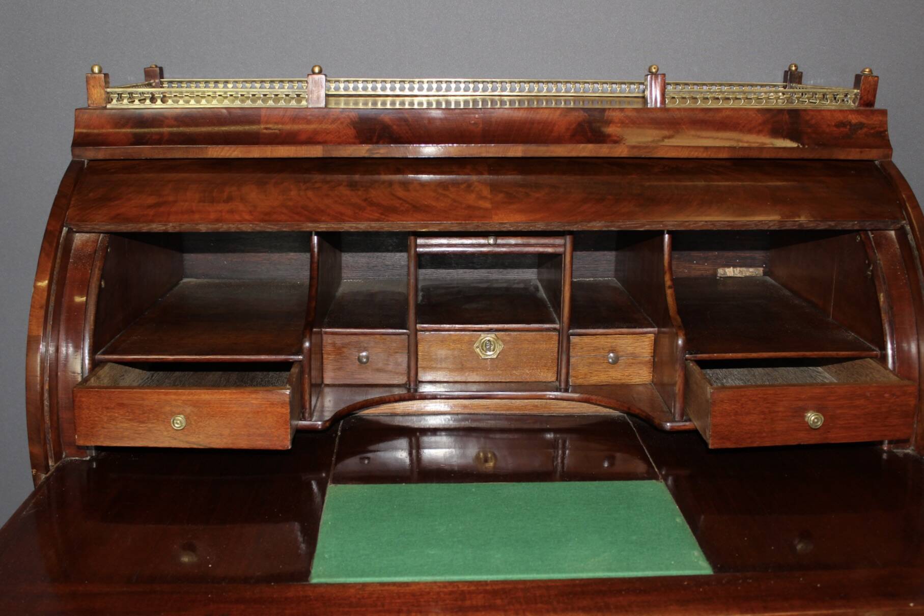 19th Century Mahogany Cylinder Secretary Desk