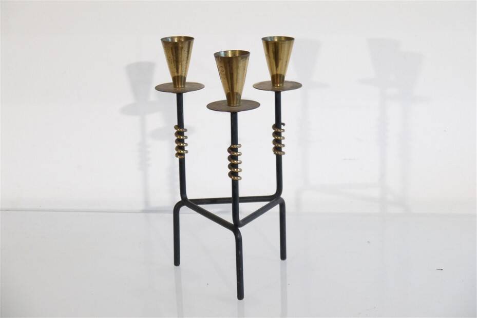 Swedish metal and brass candle holder by Nils Johan 1970