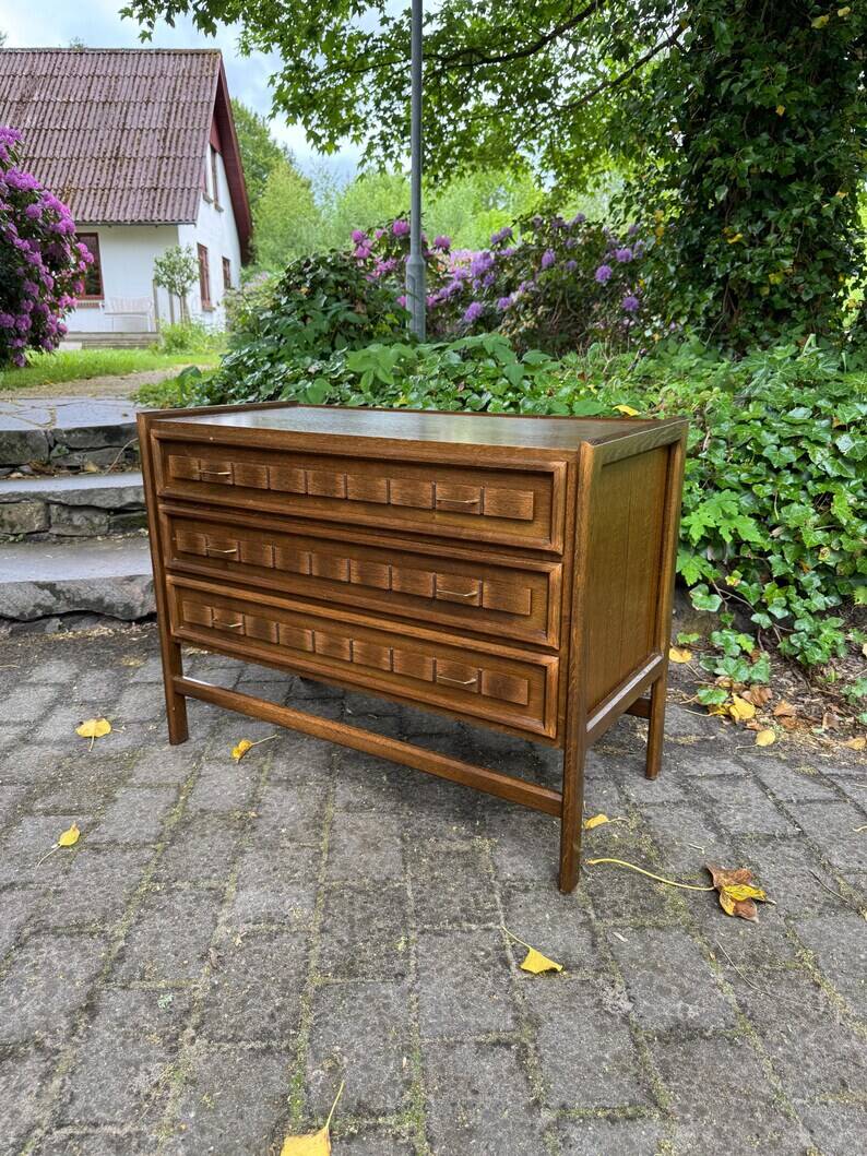 Tinted Oak Chest of Drawers, Henry Kjaernulf Style, 1960-70, Danish Design