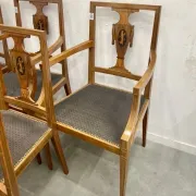 Set of 9 neoclassical chairs and 2 armchairs in marquetry.