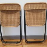 70s rattan folding chairs