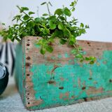 Patinated green wooden box