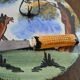 Vintage cheese board Fable de La Fontaine and his knife from the 60s