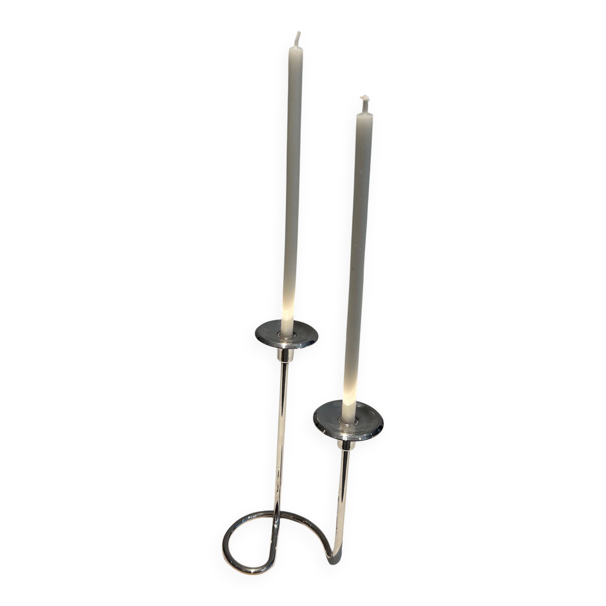 Silver-plated metal candle holder