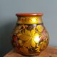 Khokhloma vase, Russian lacquered wood craftsmanship, hand-painted floral decoration.