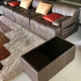 De Sede 3 seater sofa DS 88 in chocolate patchwork leather, Switzerland 70s