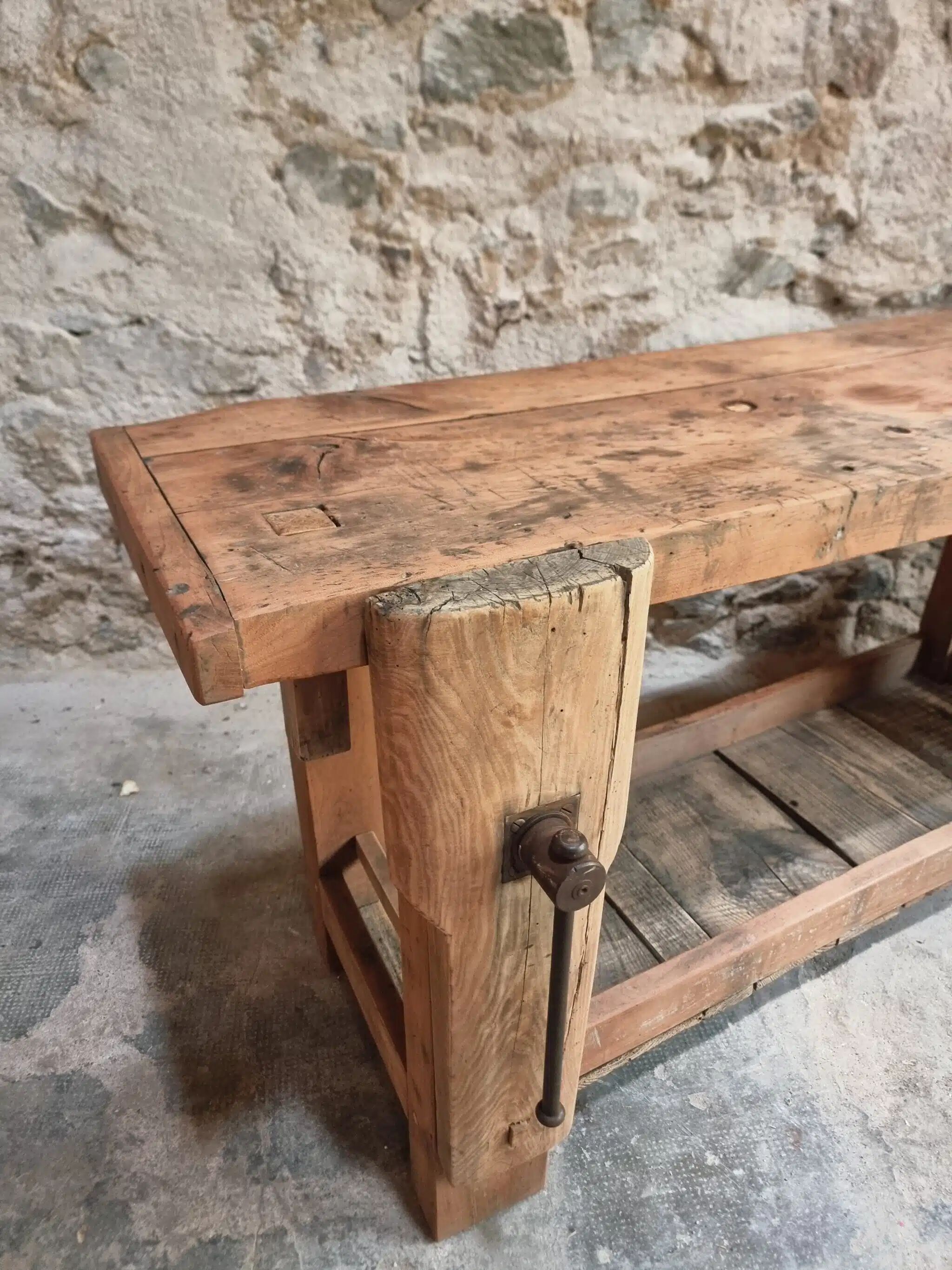 Rustic old workbench, carpenter's bench, console, washbasin unit, around 1900.