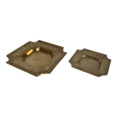 Pair of vintage 1980 brass ashtrays - 16 x 16 cm