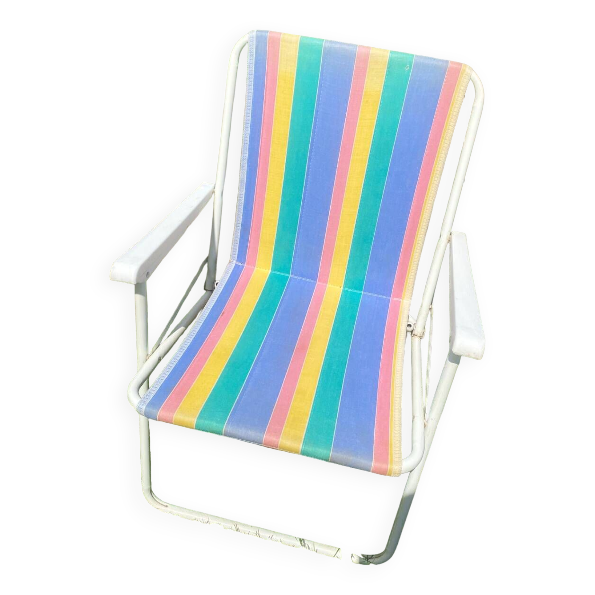 Chaise camping vintage rayée