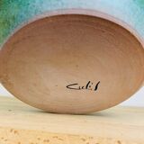Ceramic lamp fig color green signed Culis