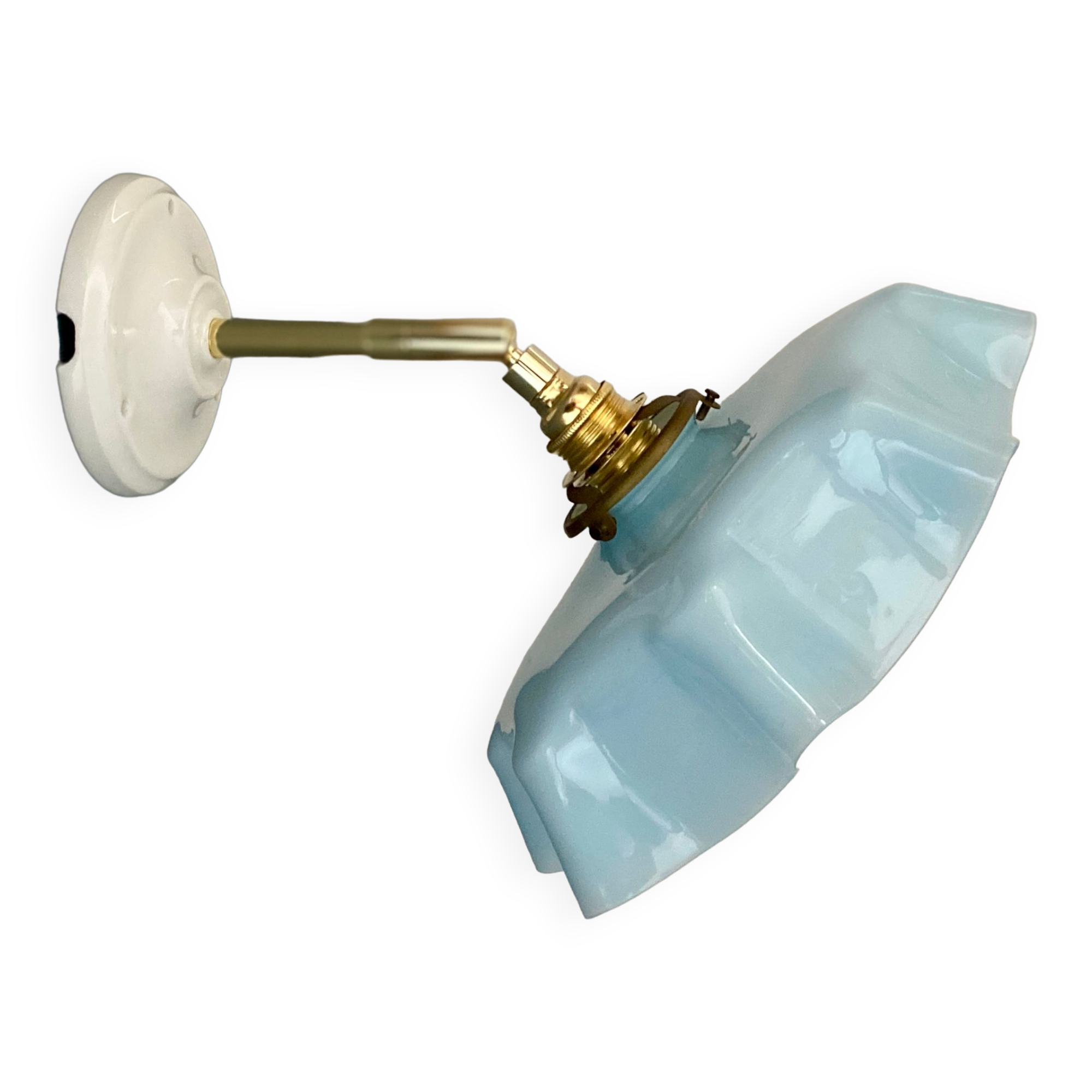 Vintage lampshade in sky blue opaline