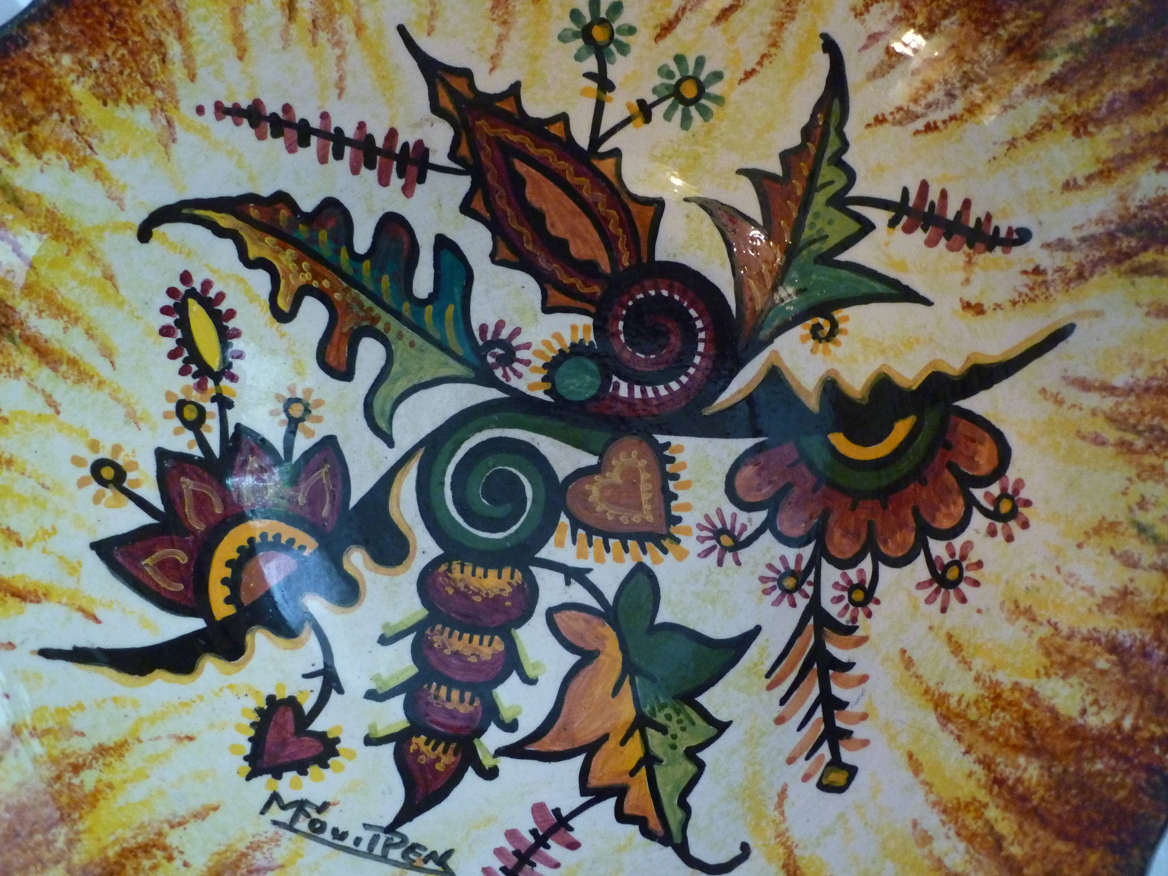 Large quimper ceramic bowl cut by "Fouillen"