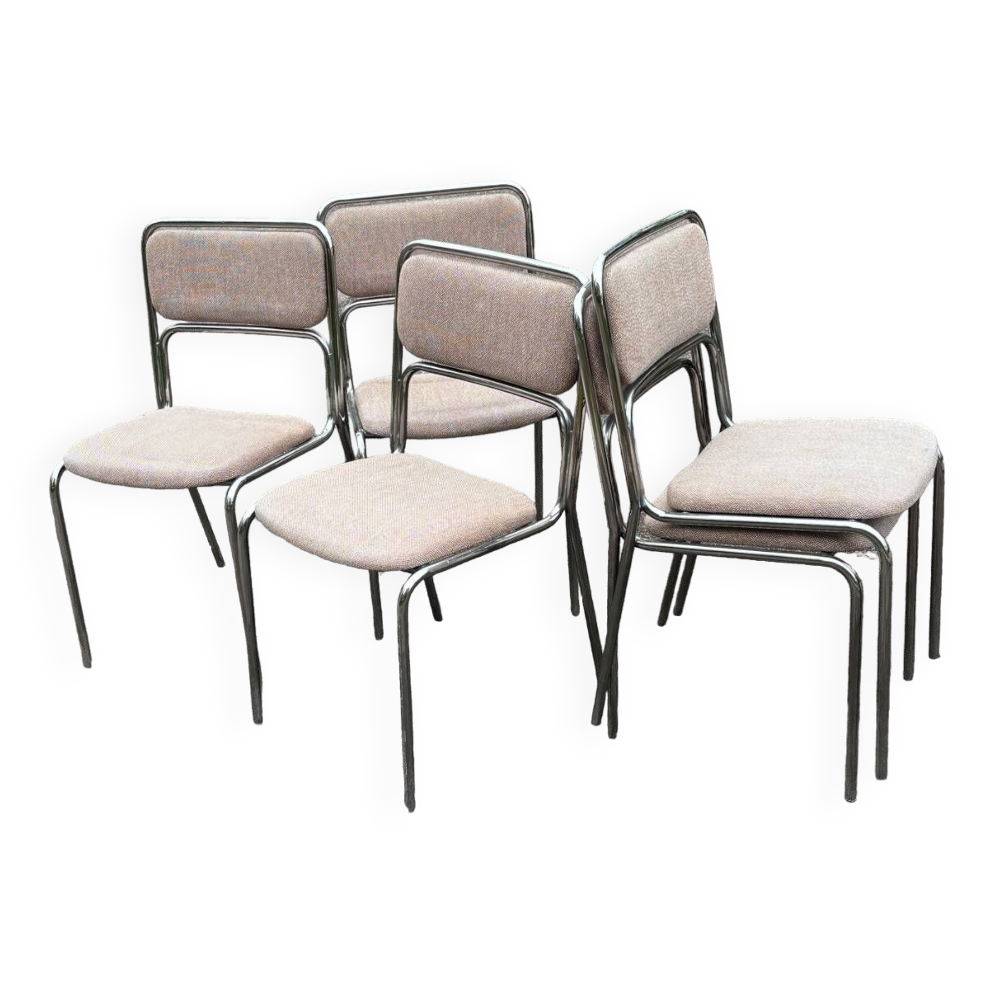 1970s designer chairs in metal and fabric