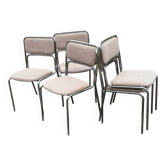 Chaises design 1970 métal et tissu