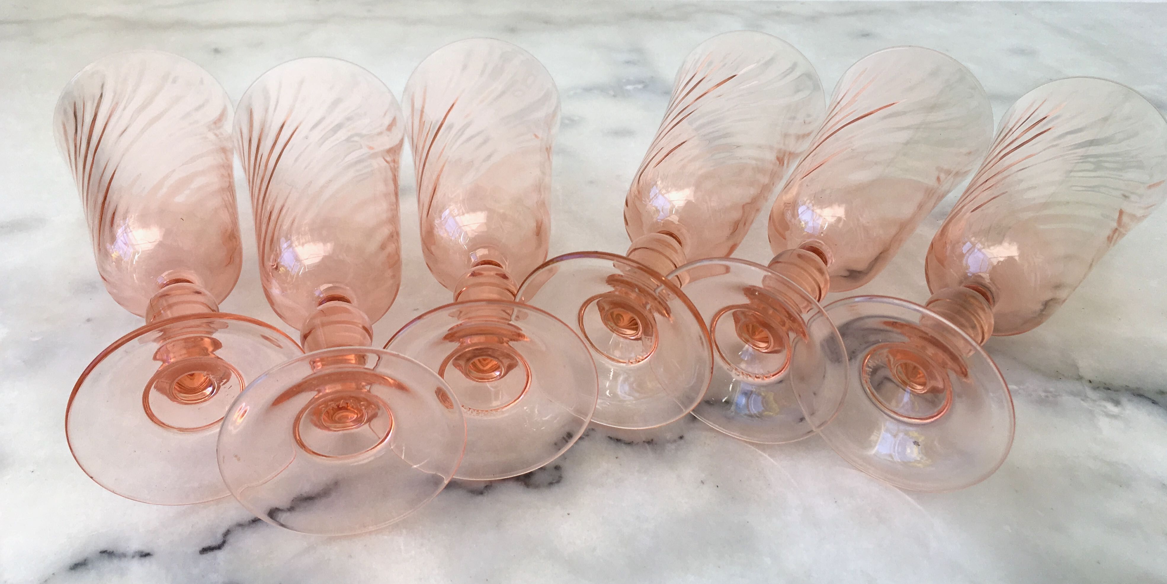 6 glasses vintage champagne flutes