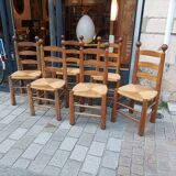 6 dudouyt oak mulched chairs 1950