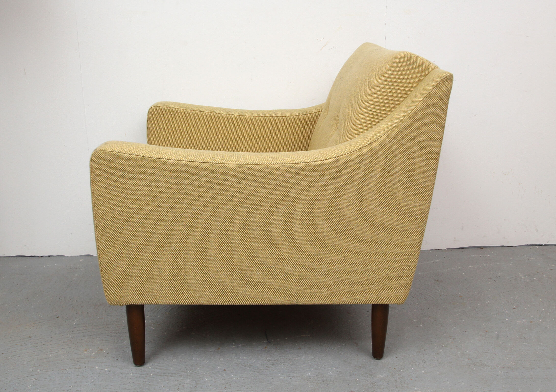 1960s polstery armchair in yellow, restored