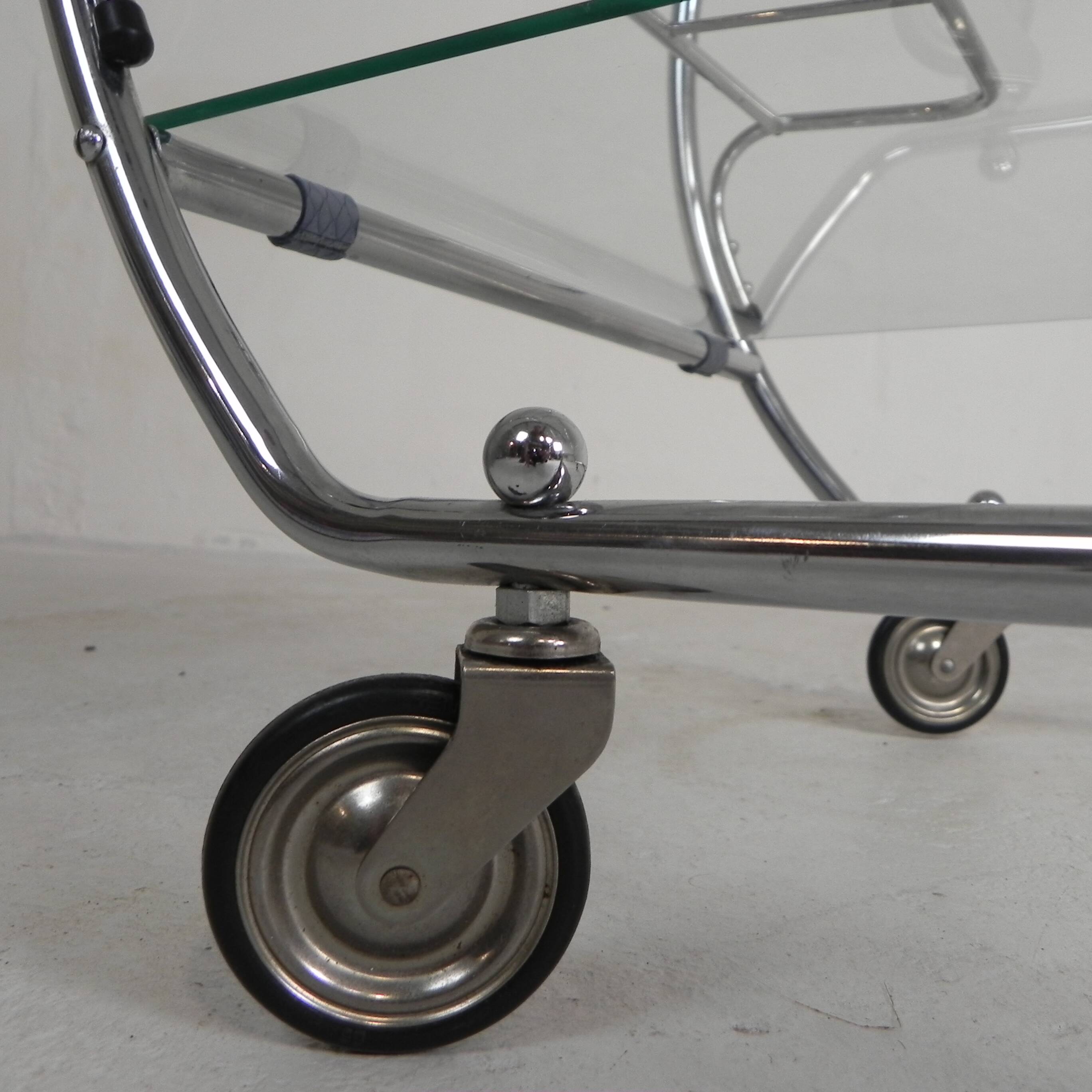 Art Deco trolley, chrome serving cart, 1950s