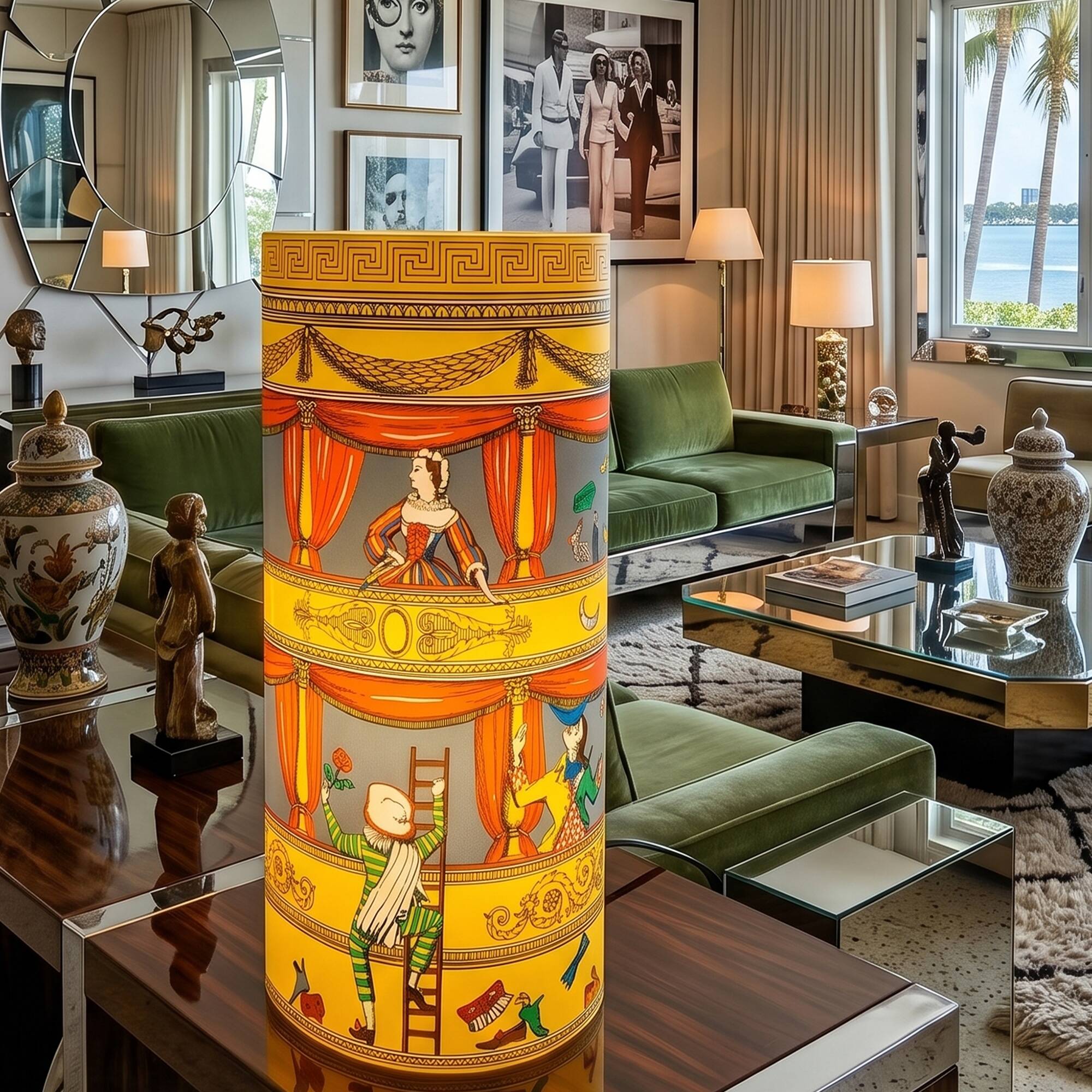 1990s Gorgeous "Commedia dell'Arte" Table Lamp by Piero Fornasetti for Anto