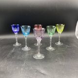 6 verres à porto en cristal de couleur