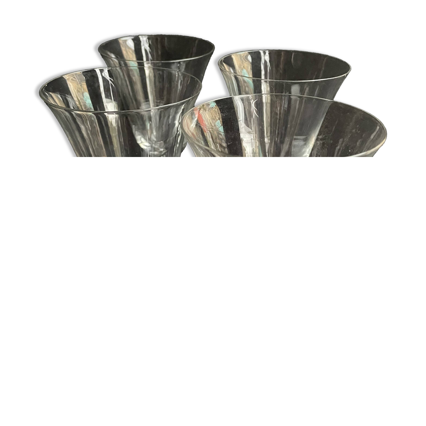 4 large conical glasses