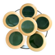 Lot de 6 assiettes plates en céramique émail vert salins modèle "capvern" années 60-70