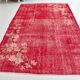 Flower DEsign Vintage Turkish Red Rug