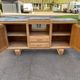 Renovated art deco sideboard in raw solid oak and gray marble 200cm