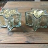 Pair of mercurized glass candle holders in the shape of stars