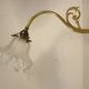 Brass and glass swan neck wall light