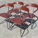 Set of 4 design cantilever chairs cognac leather and chrome design