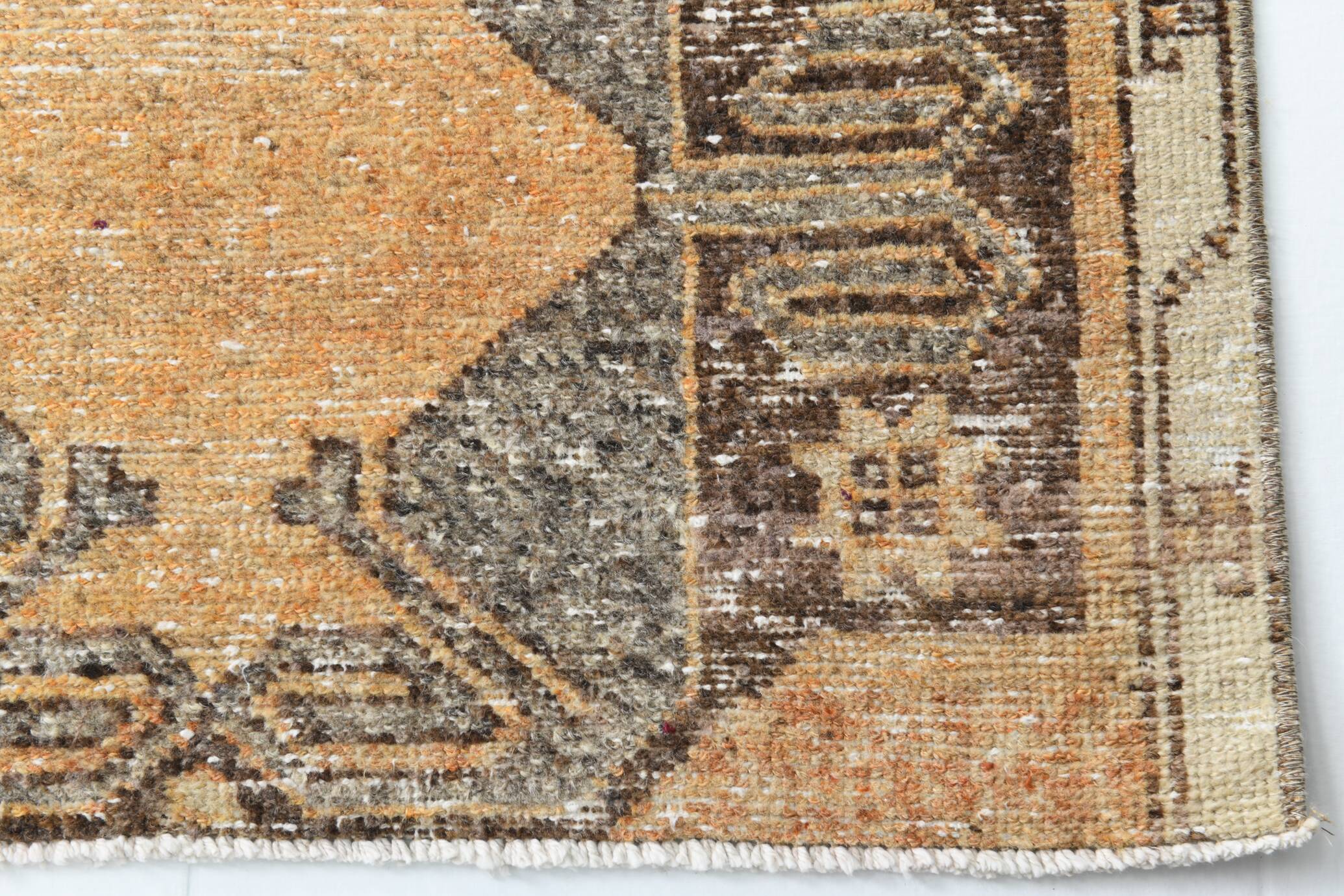 3x11 Mustard Brown Oriental Vintage Runner Rug, 85x329Cm