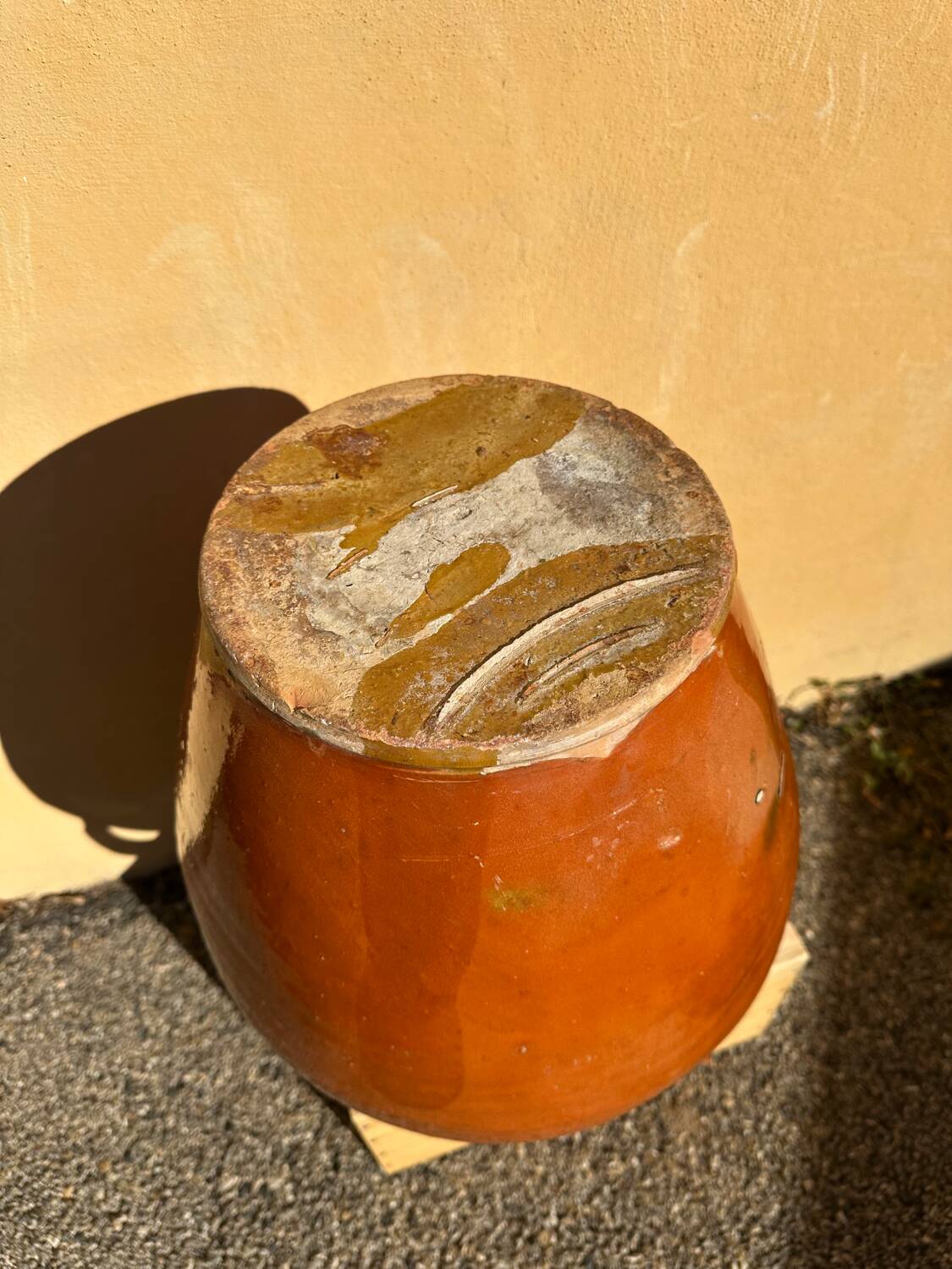 Glazed terracotta water jar, old Ardèche craftsmanship, 1800