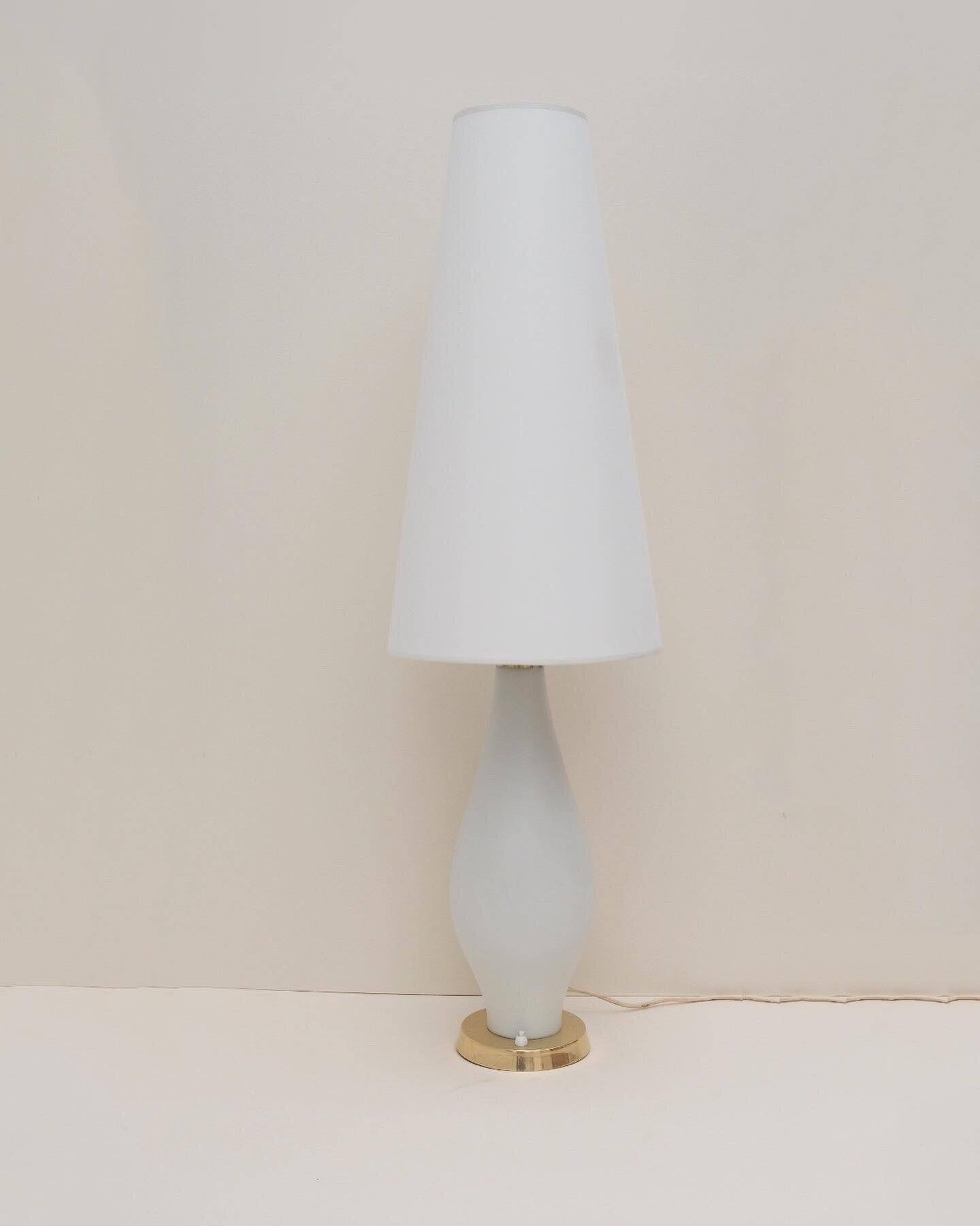 Opaline and brass lamp, Italy 1960