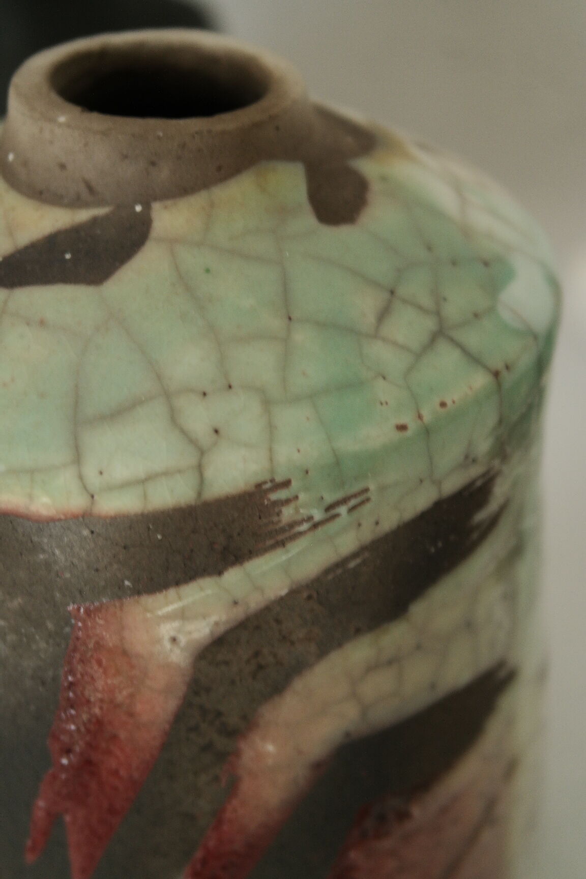 Polychrome raku vase